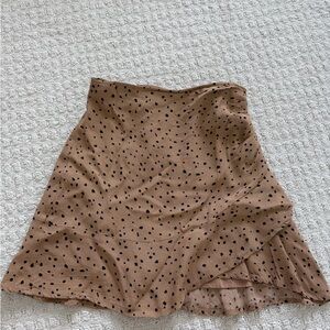 Abercrombie & Fitch Camel Brown Polka Dot Skater Skirt